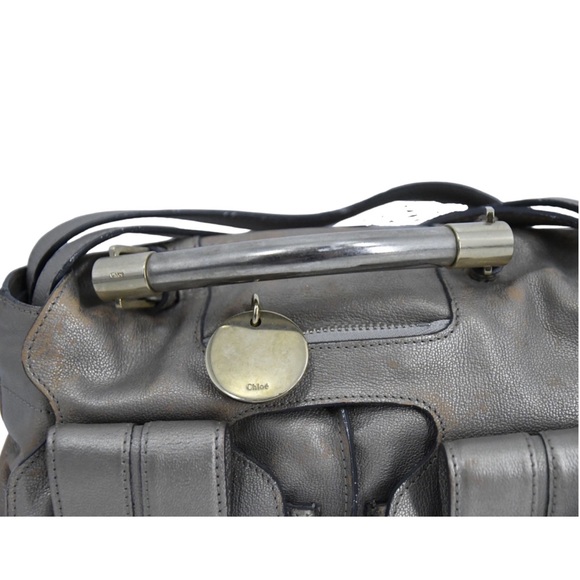 Vintage Chloe Saskia Purse in Silver Leather with Patina Effect Magnetic Closure - Picture 5 of 9